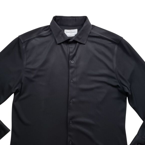 Ministry of Supply Apollo Shirt Mens Medium Slim Fit Black Performance Stretch - Picture 2 of 9